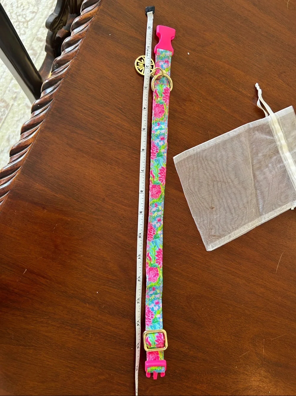 Lilly Pulitzer Mermazing Floral Dog Collar S/M Gold Charm